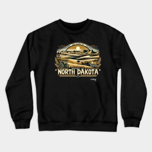 Badlands & Bounty: North Dakota's Reveri - American Vintage Retro style USA State Crewneck Sweatshirt